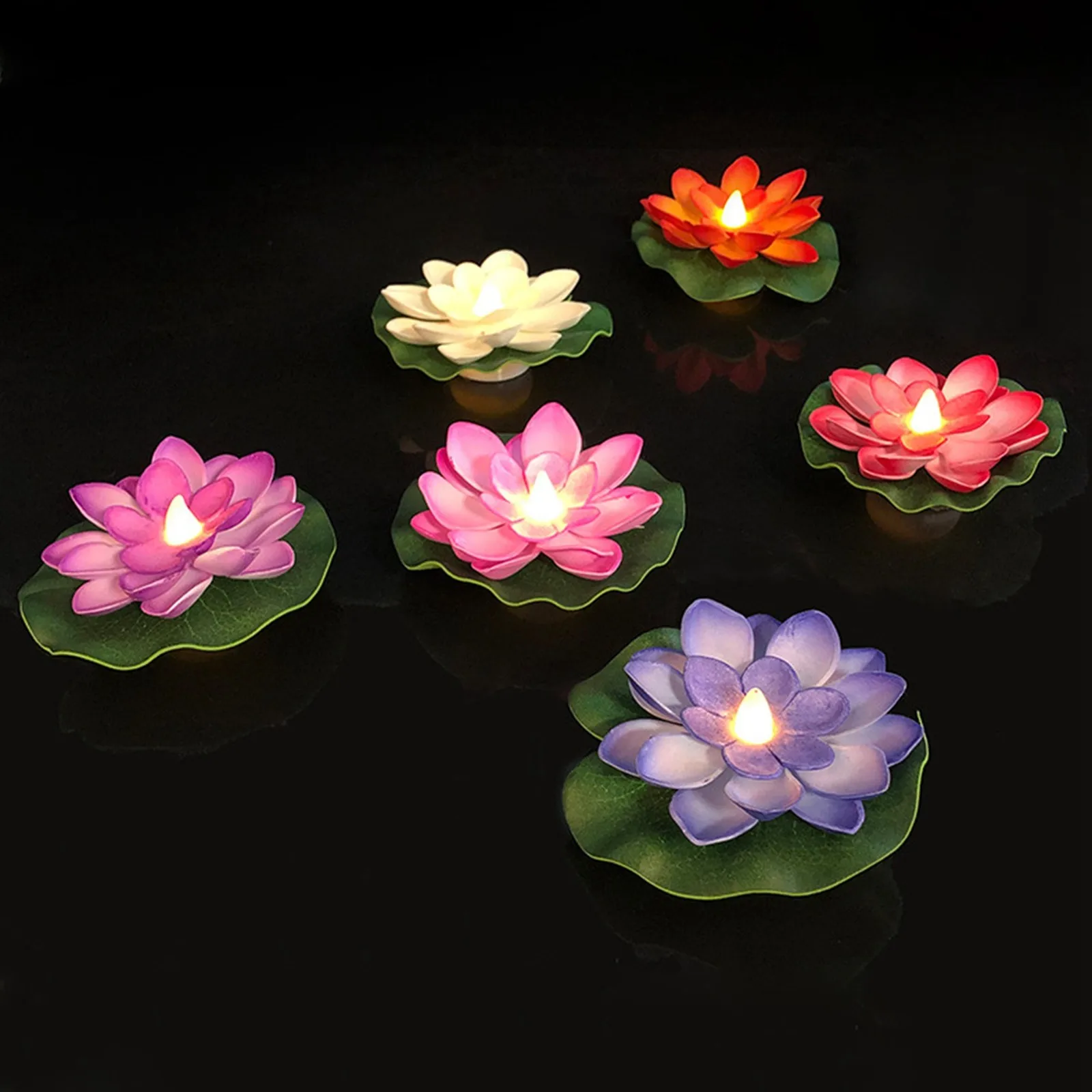 

LED Floating Water-Sensing Lotus and Water Lily Light Color-Changing Waterproof Night Light for Pools Garden Decorations