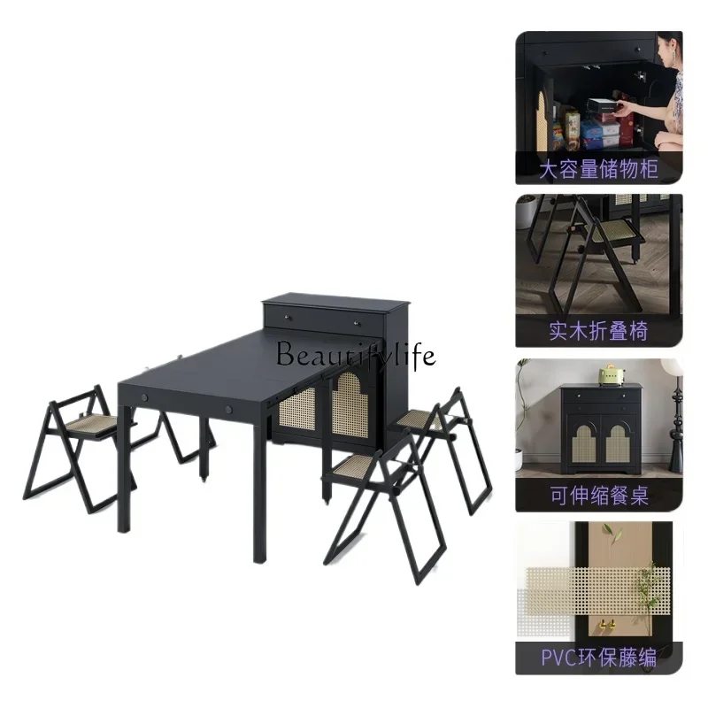 

American retro style island dining table integrated household retractable side cabinet folding dining tableL