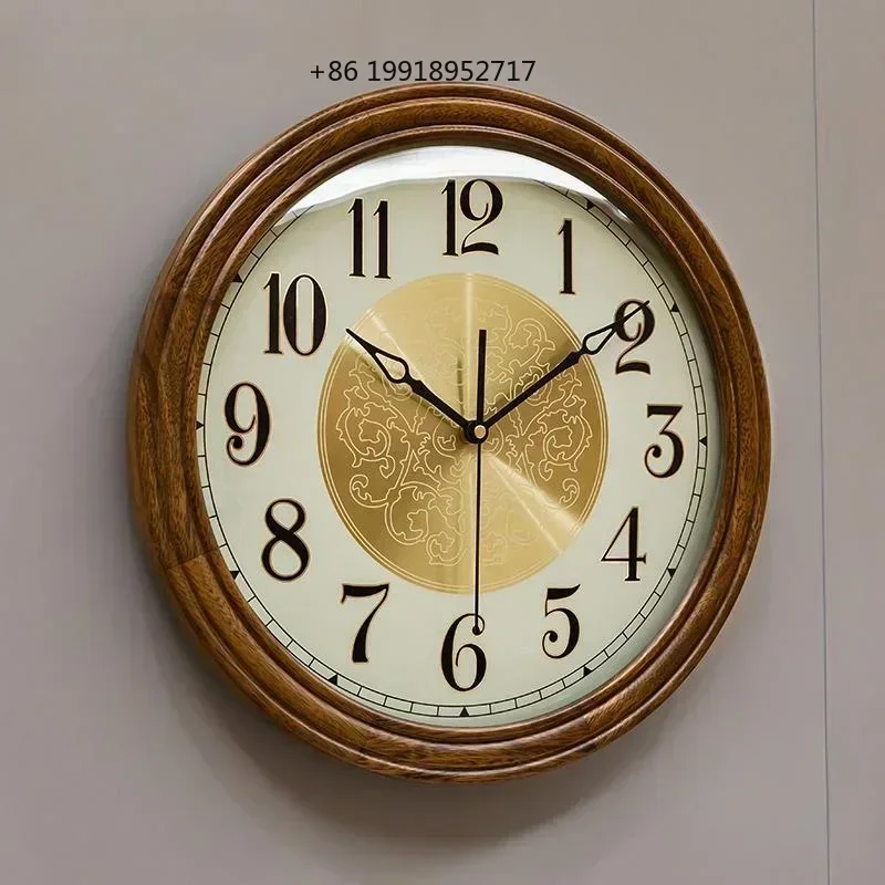 Solid Wood Wall Clock Modern Living Room Large Clock  Aesthetic Watch Silent Creative Decoration Accessories Interior JJ593