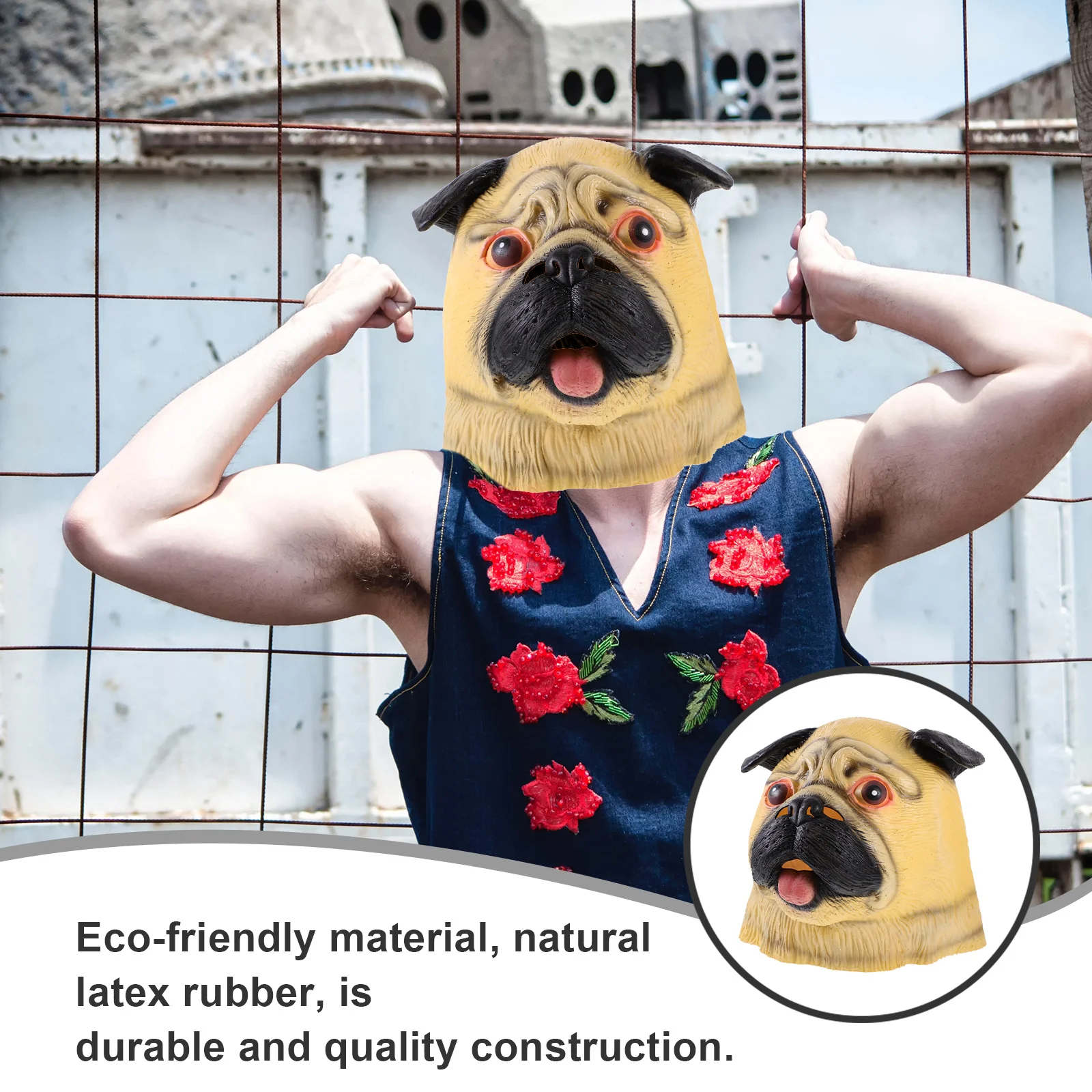 หน้ากากสุนัขยางธรรมชาติเป็นมิตรกับสิ่งแวดล้อม ดีไซน์ 3 มิติสมจริง ระบายอากาศได้ดี สำหรับงานปาร์ตี้ฮาโลวีนและงานแฟนซี