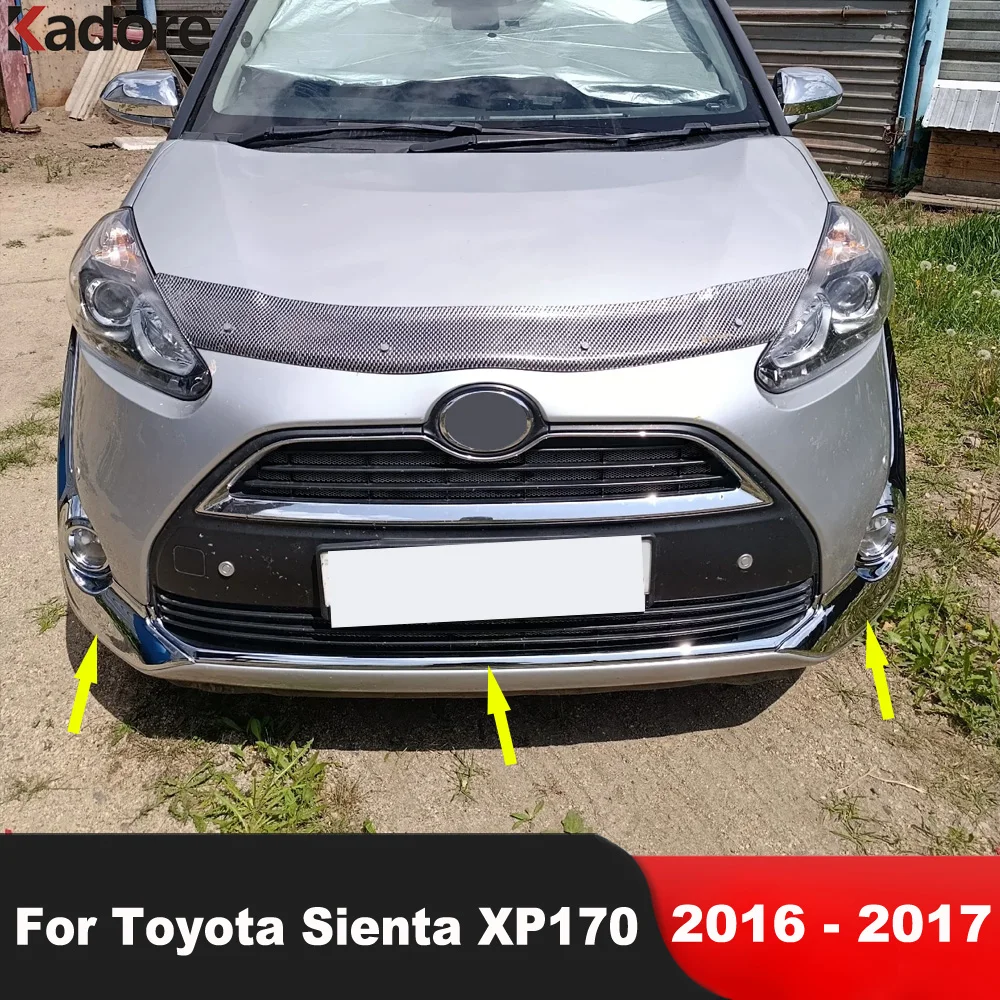 

Front Bottom Bumper Cover Trim For Toyota Sienta 2016 2017 2nd Ge XP170 Chrome Car Head Fog Light Lamp Bezel Trims Accessories