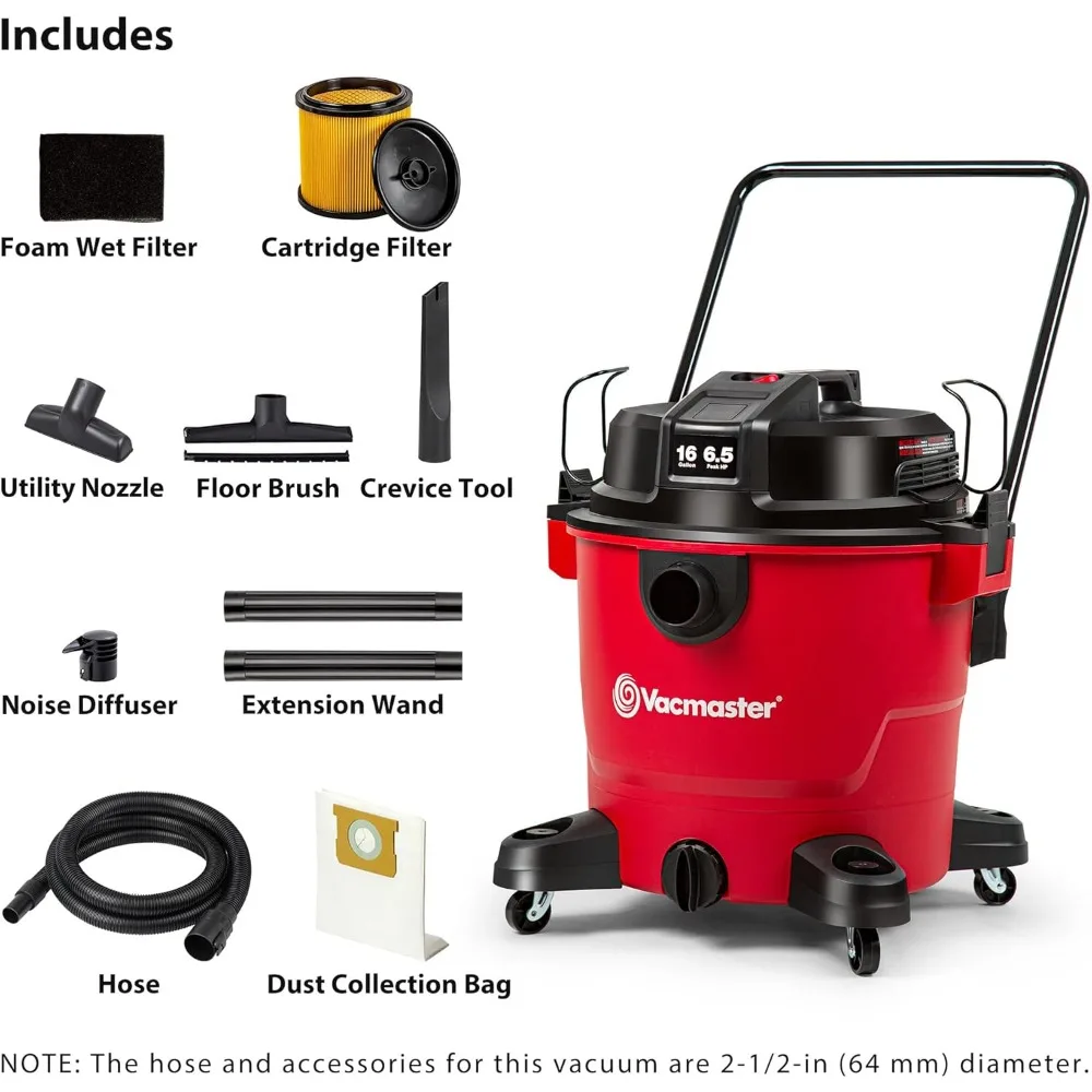 16-Gallon 6.5 Peak HP Wet/Dry Vacuum, Red