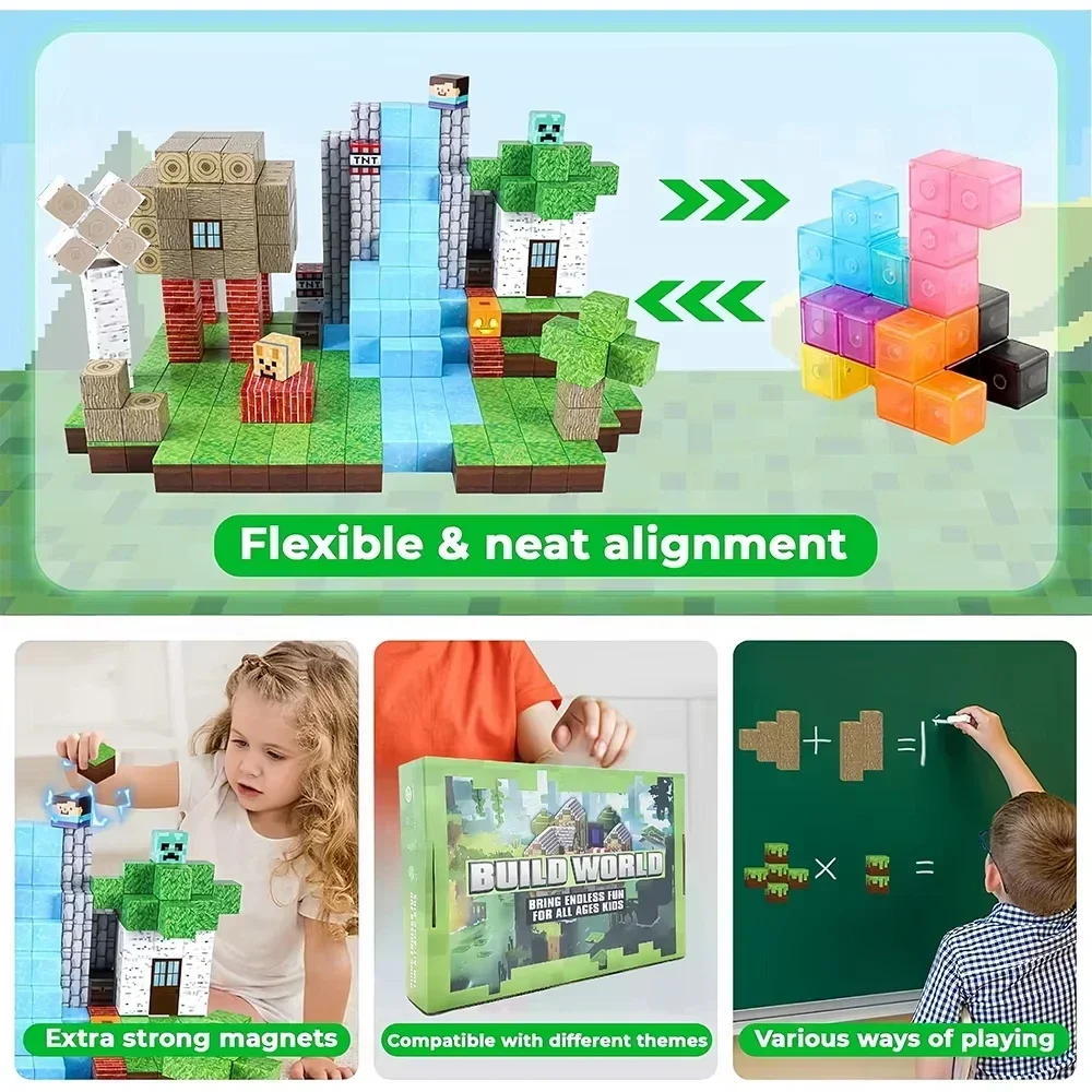 

TOYLINX 80PCS Building Magnetic Cubes Construction Toys for Boys Girl Montessori Sensory Toy for Children Gifts Over 3 Years Old