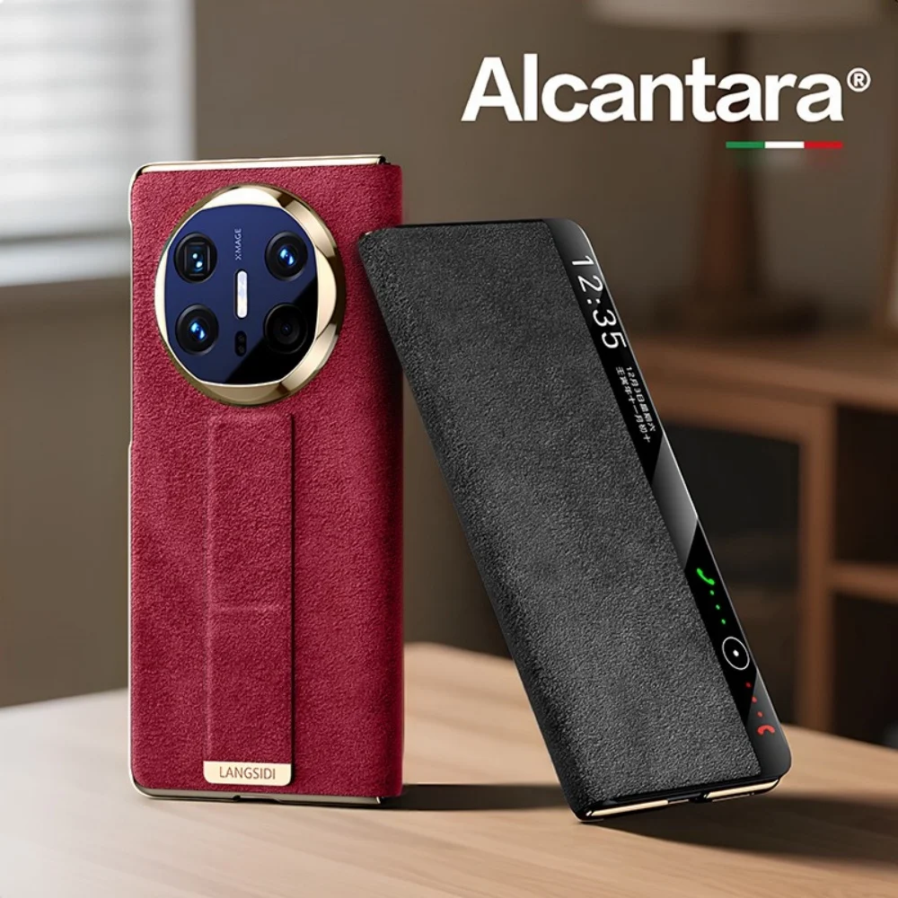 

Магнитный чехол-браслет из натуральной кожи алькантары для Huawei Mate X6 X5, чехол с видом на окно