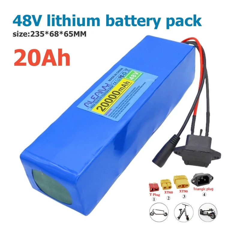 Aleaivy 48V lithium battery pack 20Ah 500W-700W 13S3P battery pack, suitable for 54.6V electric walking tool battery with BMS