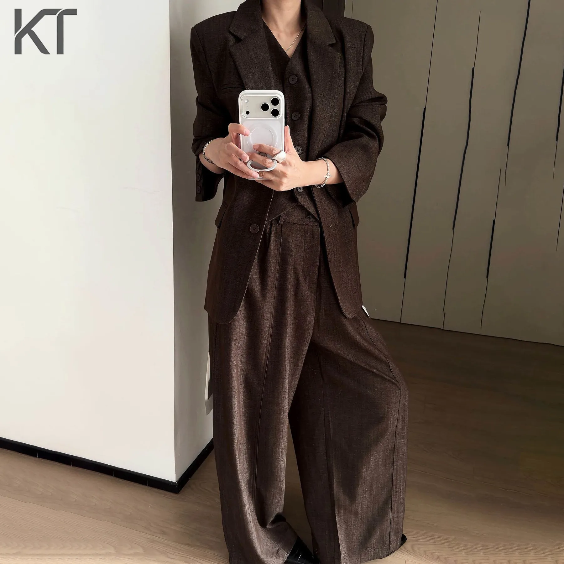 

KT 2026 New Arrival Striped 3 Piece Suit Women Blazer Vest & Pants Office Formal Business Set