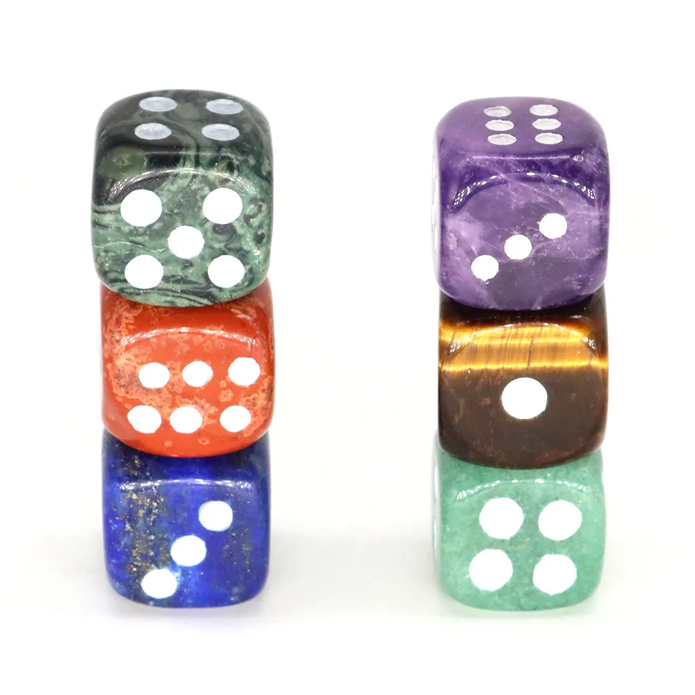 15mm Natural Crystal Stone D6 Dice Table Playing Game Tools Family Party Bar Club Entertainment Accessories Home Decoration Gift