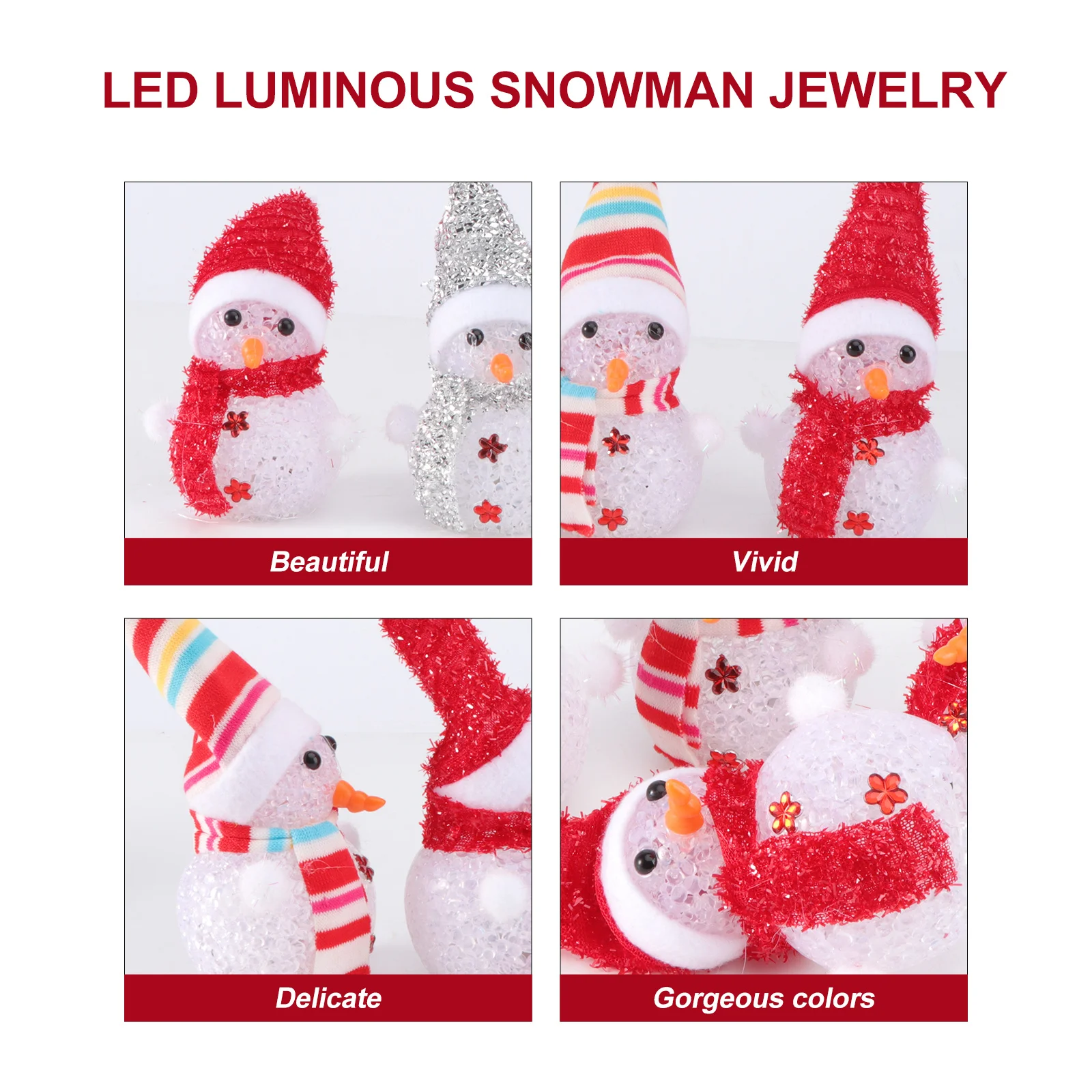 4 قطع متوهجة LED ثلج مصباح كريستال اللون تغيير ضوء الليل لعيد الميلاد الديكور المنزل مكتب غرفة نوم شجرة ديكور #6