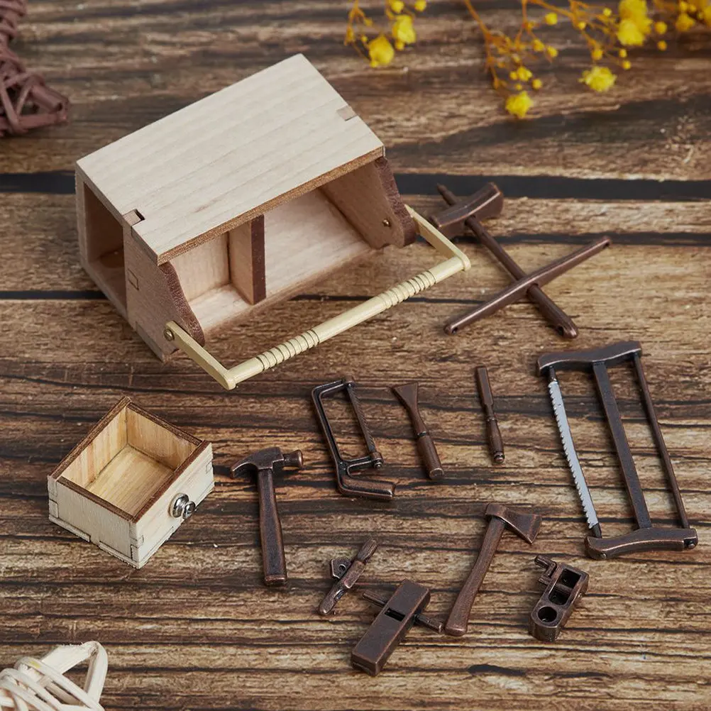 

1Set Mini Tool Cabinet Vivid Detail Natural Texture Decorative Minihouse Supplies Photography Props Tool Accessories