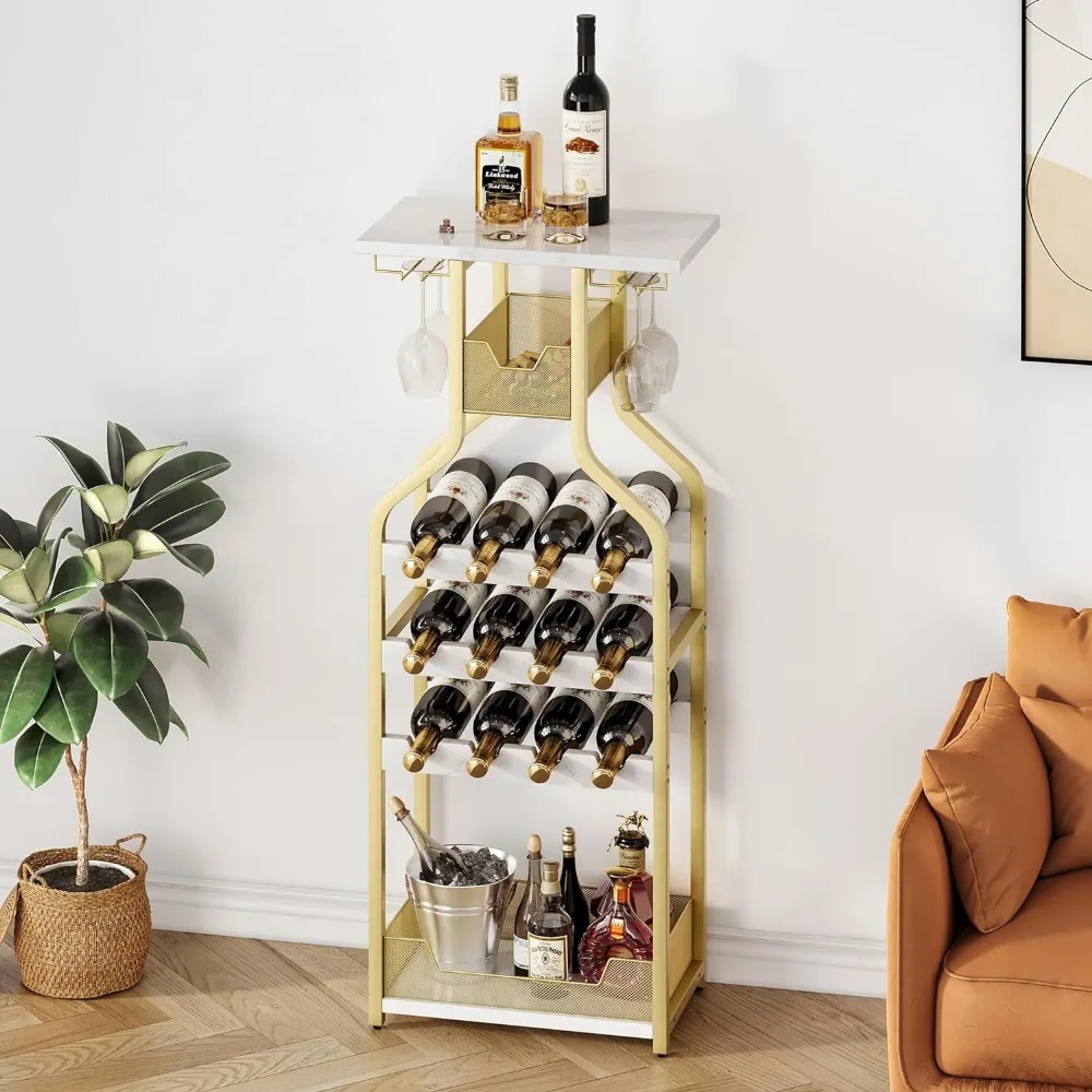 Wine Rack Freestanding Floor, Wine Storage Display Rack Table for Bar, Wine Bottle Holder