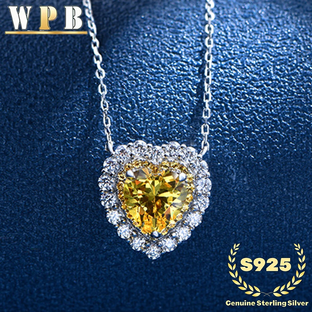 

S925 Silver Heart Necklace Women 8mm Ice Flower Diamond Pendant Necklace Female Shiny 8A Zircon Design Luxury Jewelry Girl Gift