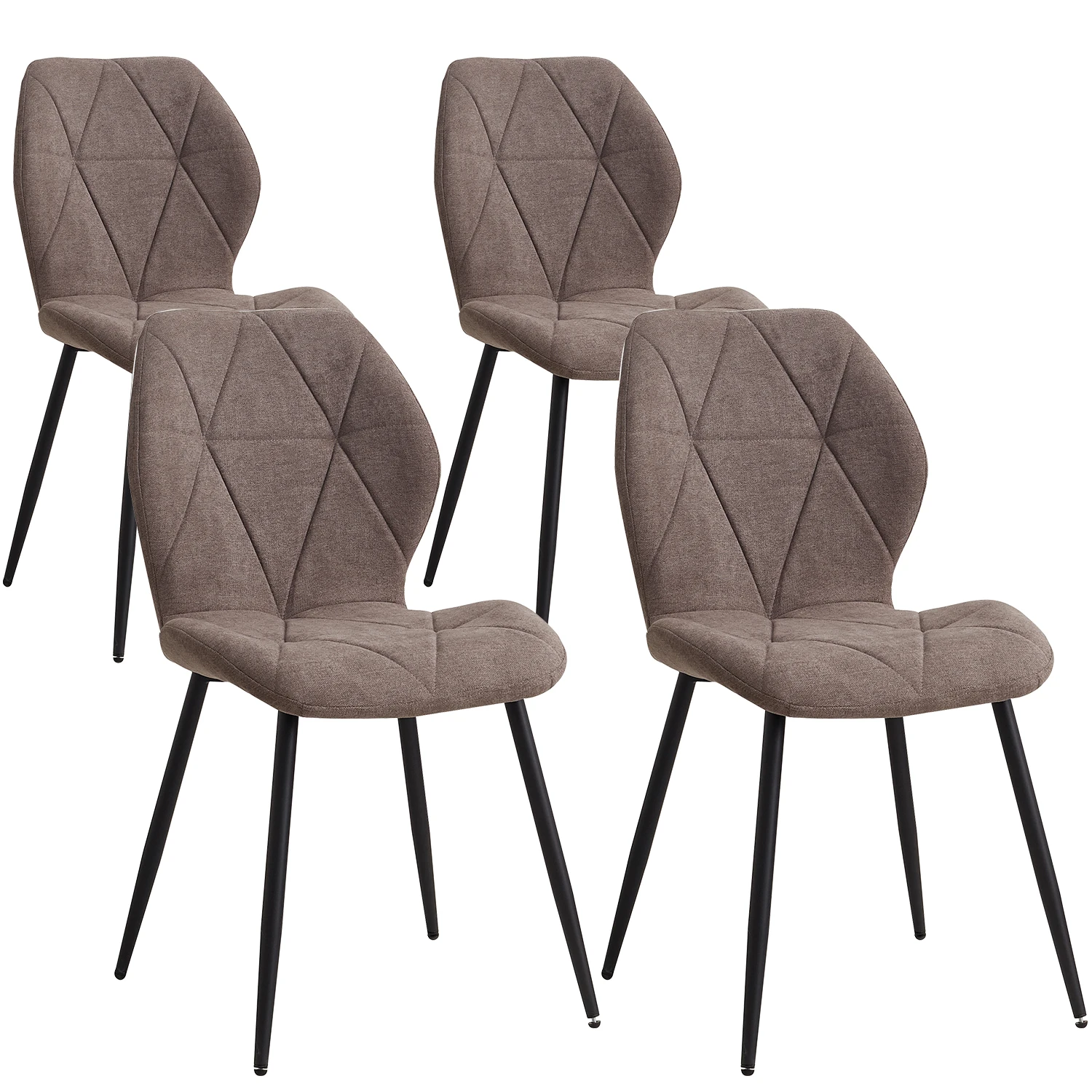 GrandCA HOME Set van 2/4/6 moderne eetkamerstoelen, gestoffeerd, gewatteerd linnen, minimalistische bureaustoelen voor keuken, eetkamer