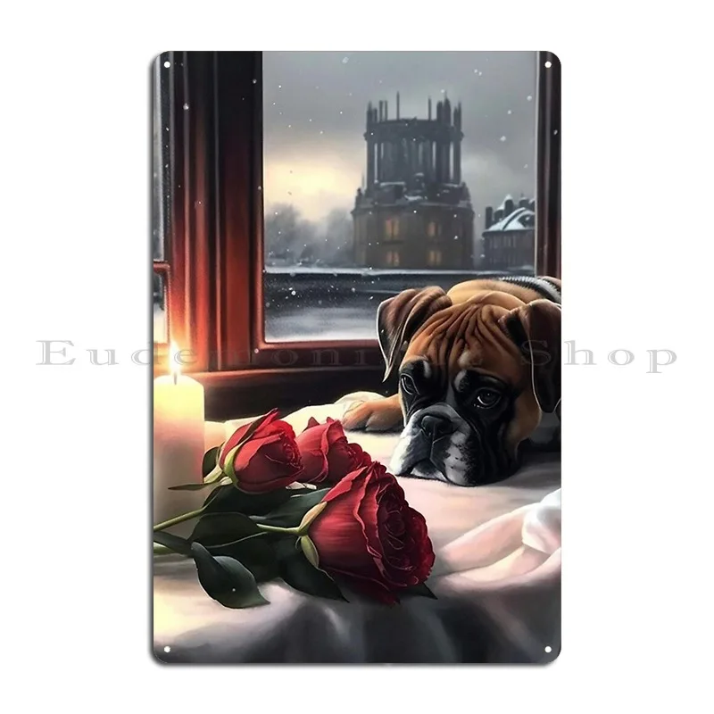 Sleepy Boxer Dog Metal Plaque Poster Personalized Wall Custom Club Club Personalized Tin Sign Poster