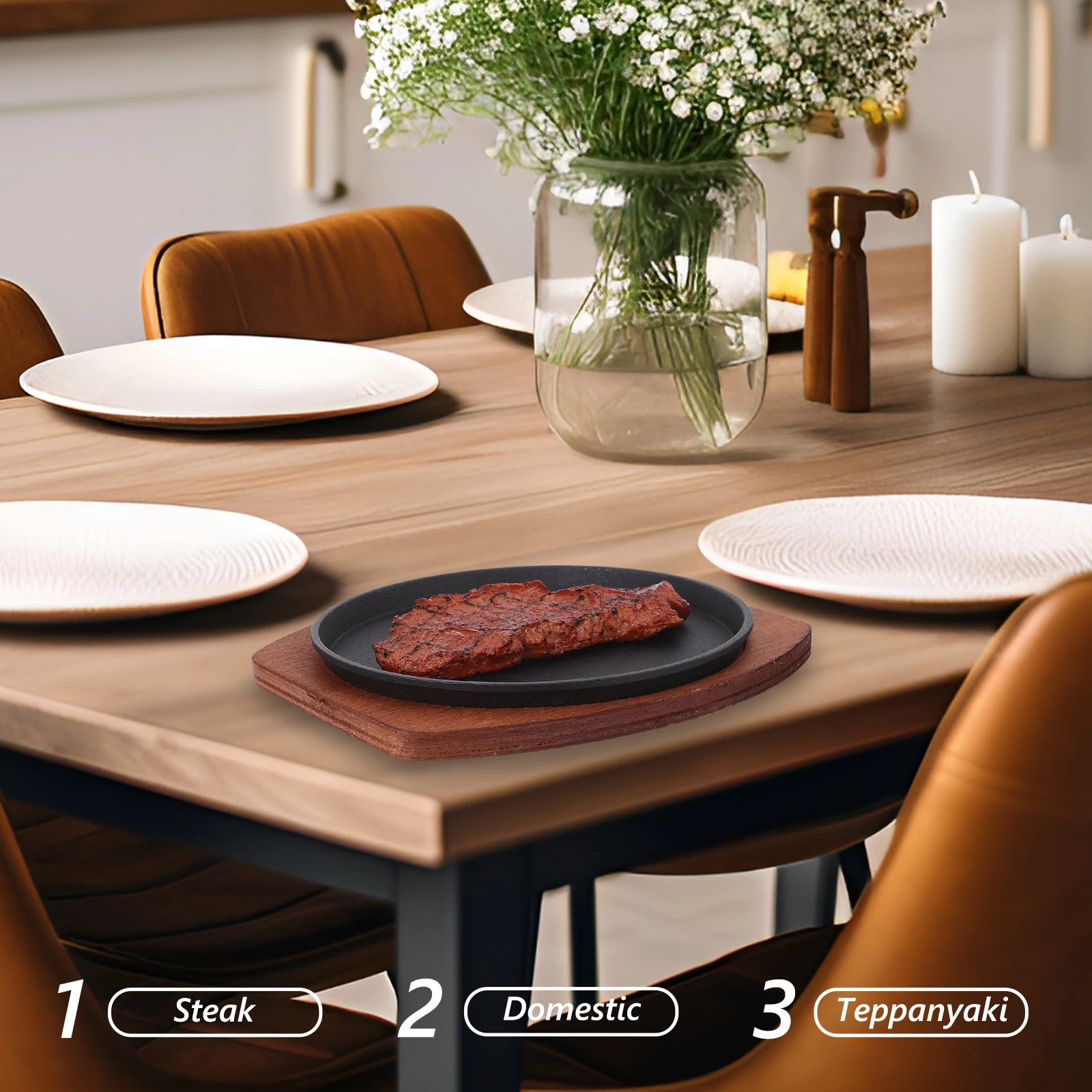 

Cast Iron Stovetop Grill Pan Large Size BBQ Nonstick Stovetop Grill Nonstick Steak Sausage Vegetable Camping Home Cooker