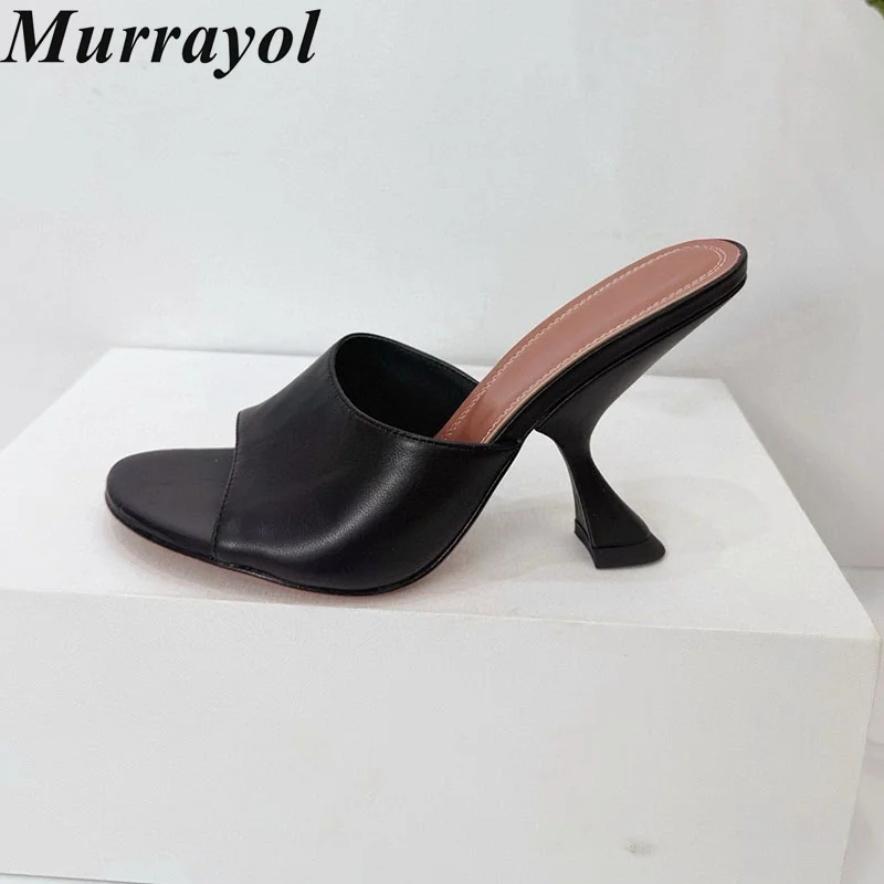

Fashion Strange Style Slippers Women's Solid Color Genuine Leather Open toe Sandals Summer Versatile Single Shoes Party Shoes