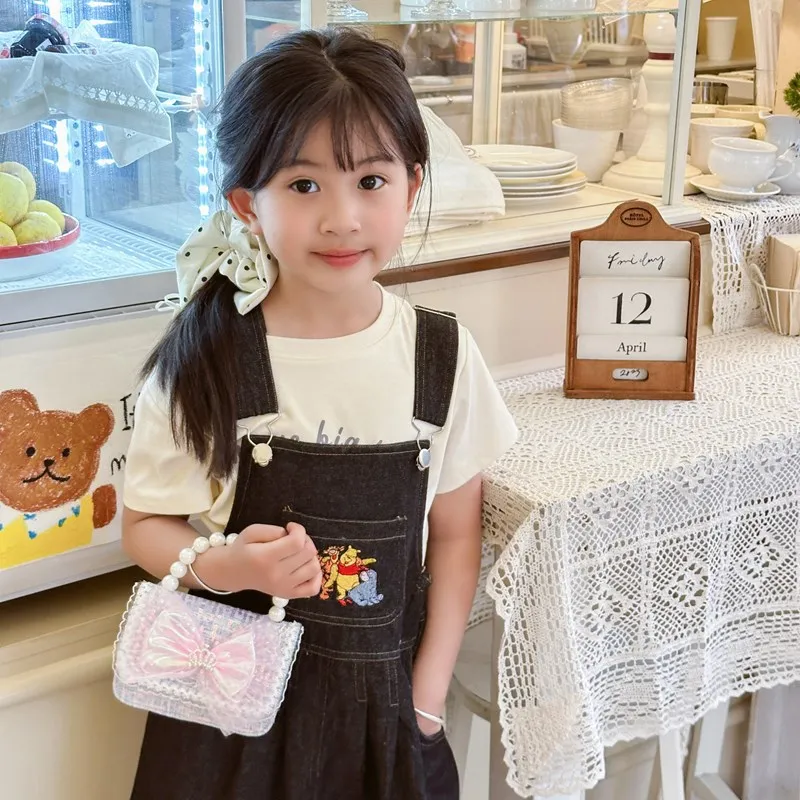 Children's Sweet Bow Small Shoulder Bag Fashion Pearl Handle Girls Crown Crossbody Bags Lovely Baby Kids Clutch Purse Handbags