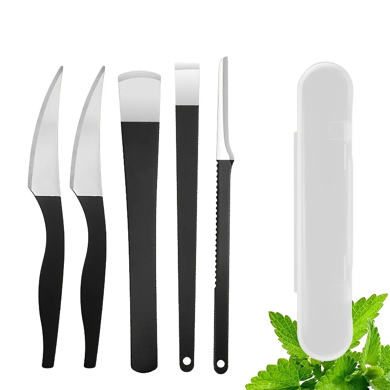 5 قطعة سكاكين أظافر جديدة رافع الكالس ماكينة حلاقة باديكير طقم السكاكين أدوات باديكير المهنية عدة مع صندوق تخزين الجلد الميت #1