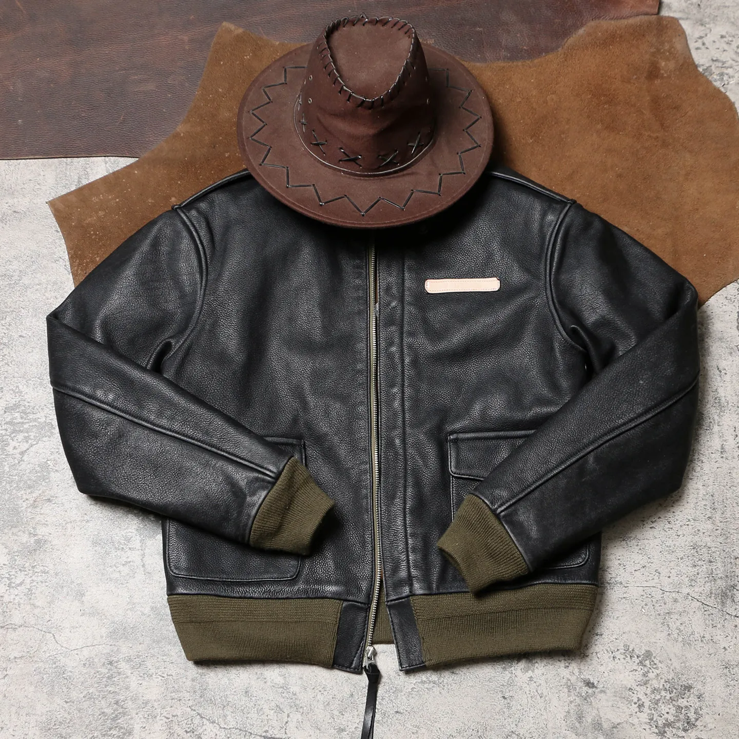 A2 Great Escape Leather Flight Jacket 1.5mm Stone Washed Cowhide Air Force Pilot Genuine Leather Coat