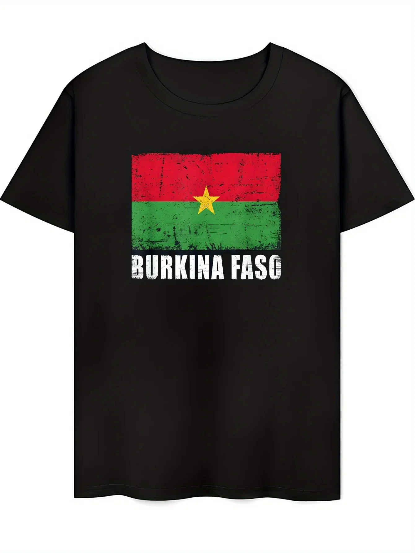 

Simple t-shirt-Men'S T-shirt Burkina Faso flag graphic tee Casual Short Sleeve For Summer