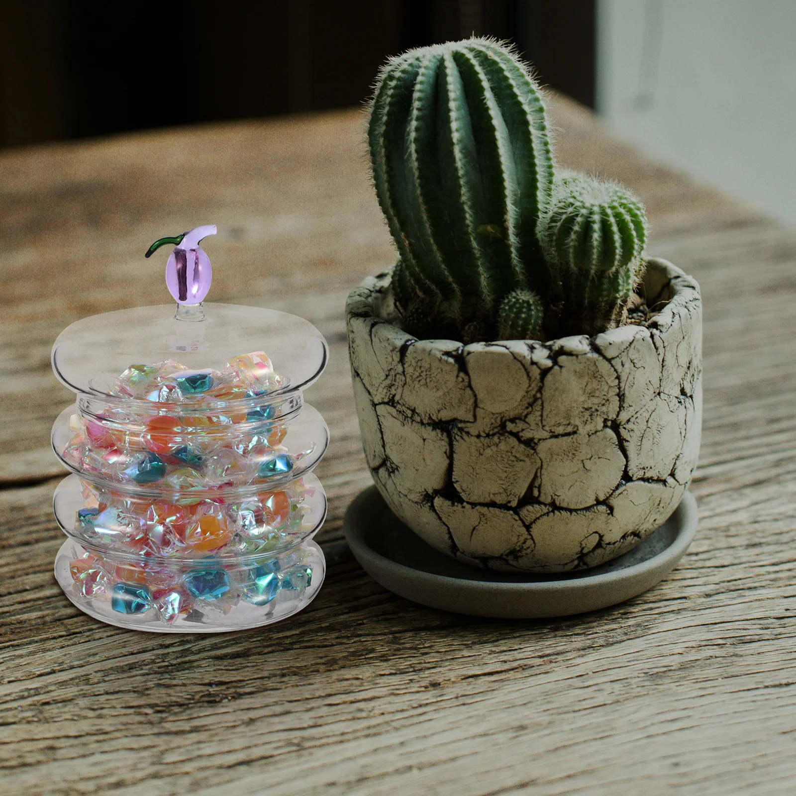 

Glass Candy Box Luxurious Transparent Divided Lid Snack Storage Container Candy Dish Decorative Kitchen Canister