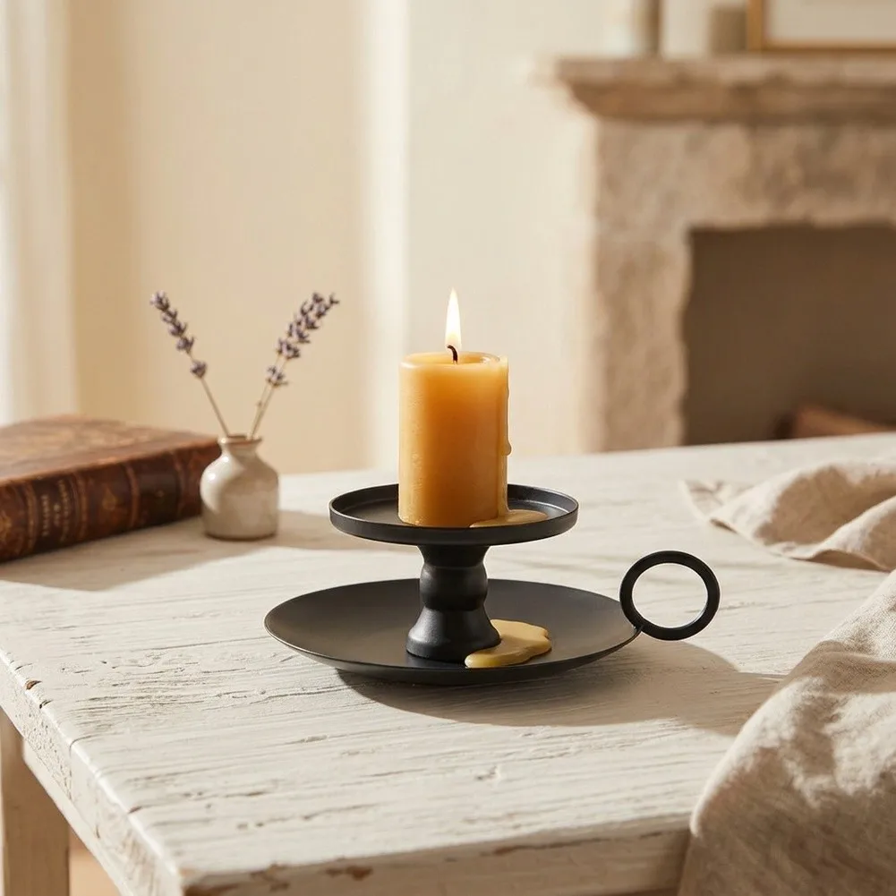 Metal Candle Holder Set of 4 Featuring Creative Two-Tier Ring Structure for Elegant For Home Interior Decoration