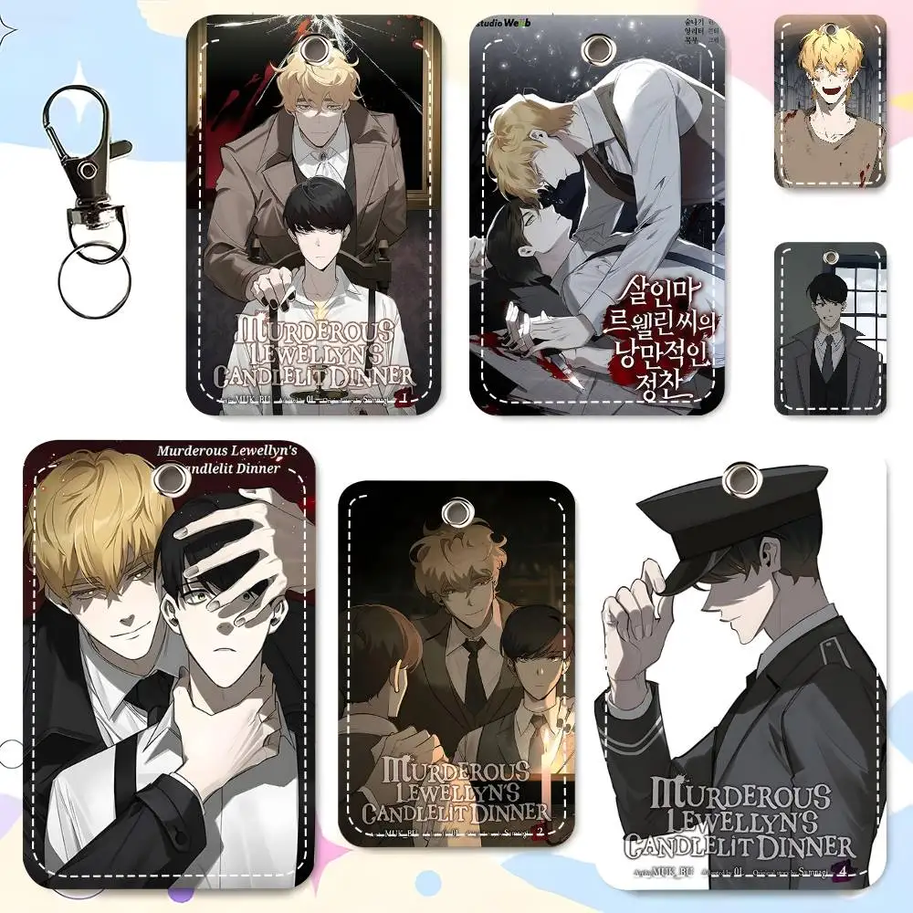 1pc Murderous Lewellyn's Candlelit Dinner Card Case Keychain Access Card Bag Key Tag Ring Leather Card Holder Key Ring Access