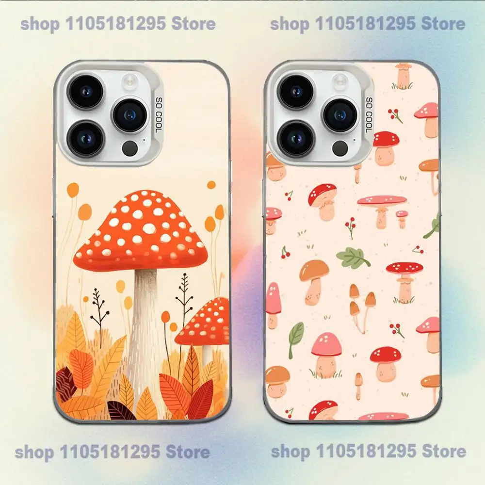 

Cute Mushroom Phone Case For iPhone XR,17,16,15,14,13,12,11,X,Mini,Pro,E,MAX White Candy Matte Shockproof Cover