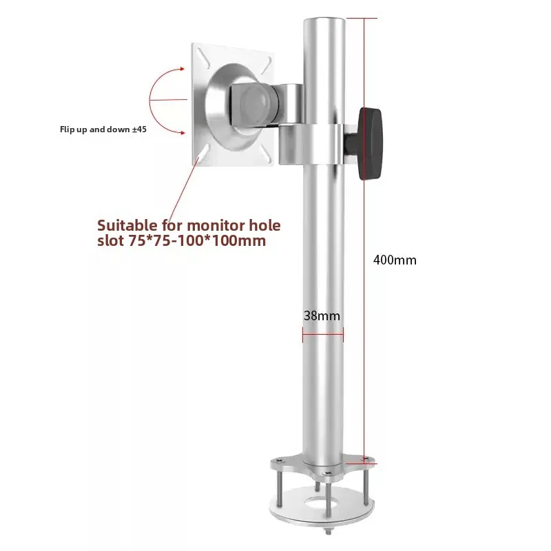 Grommet Mount VESA Monitor Arm, Desktop Height Adjustable Extension Arm with Portrait/Landscape Rotation