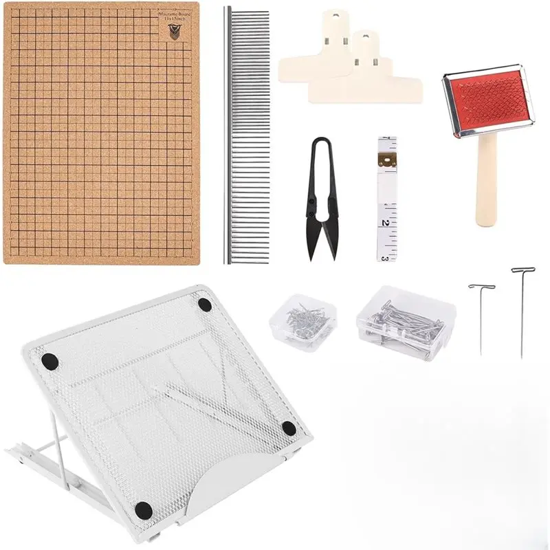 

【Festival】Macrame Board 108 Pcs Kit Including 12X16 Inch Wood Board And Pin Metal Adjustable Holder For Braiding, Knotting Proje