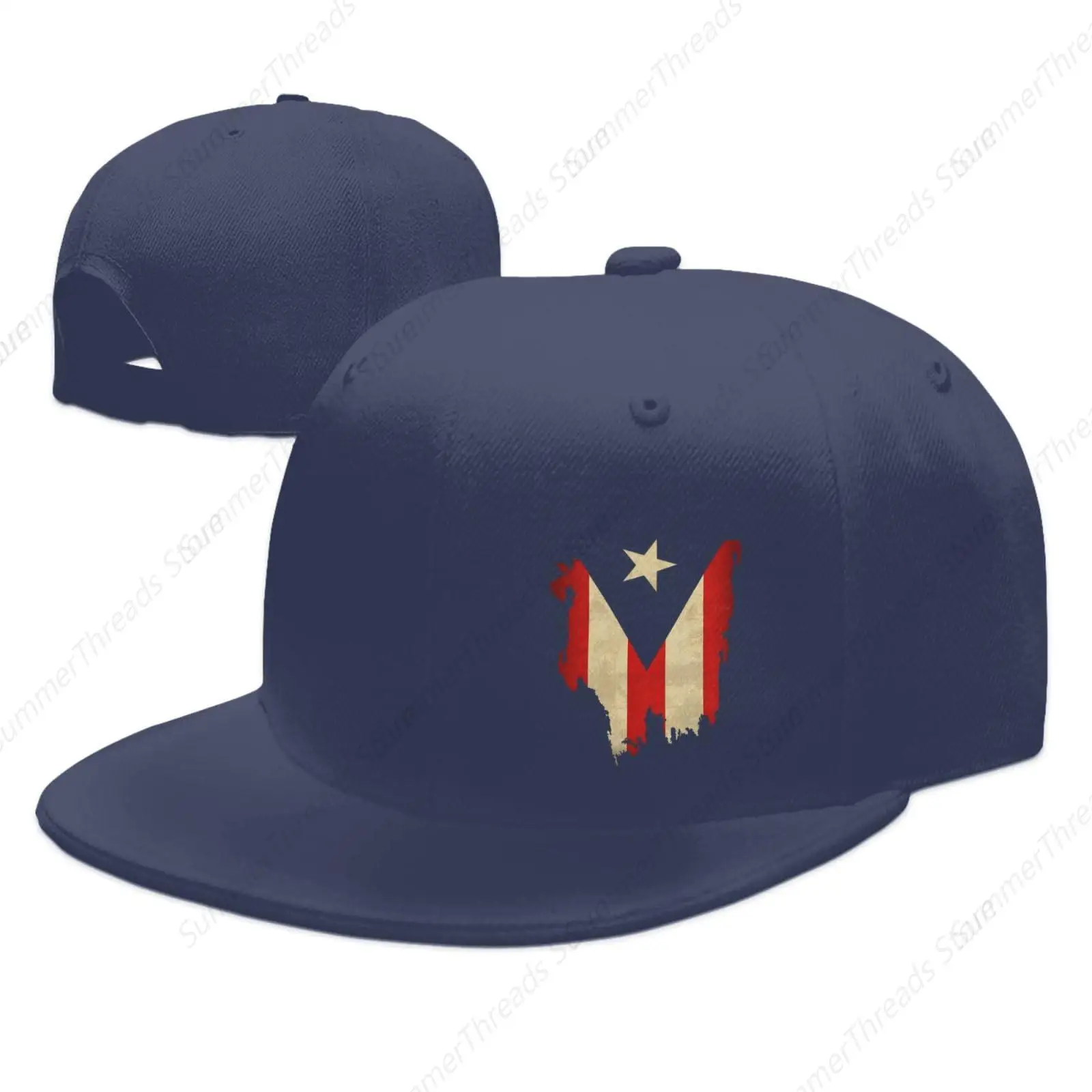 Retro Puerto Rico Flag Hat Snapback Hats for Men Baseball Cap Adjustable Flat Bill Trucker Dad Gift