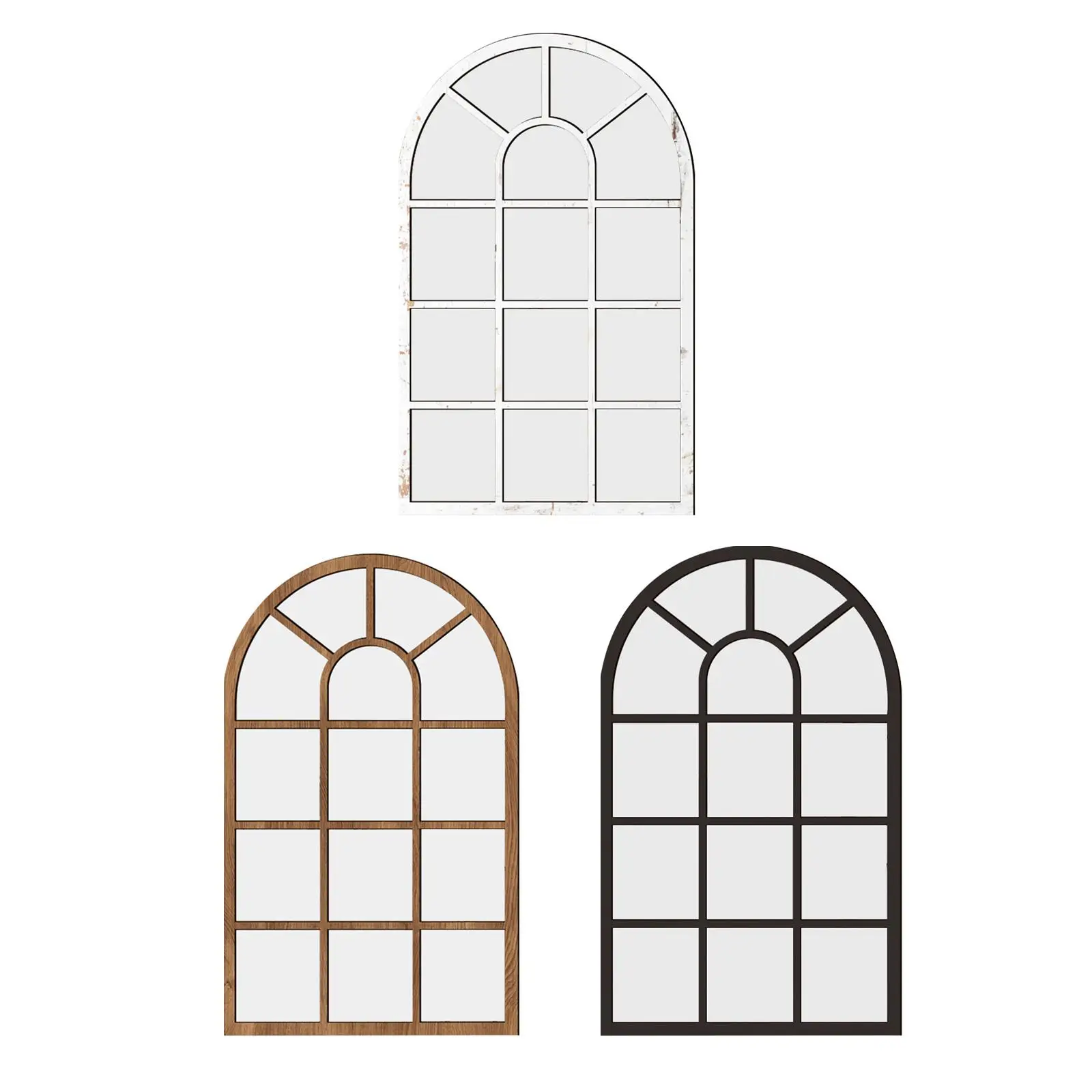 Arched Window Wall Mirror Modern Wall Decorative Mirror Windowpane Arch Mirror for Bathroom Entryway Vanity Living Room Bedroom