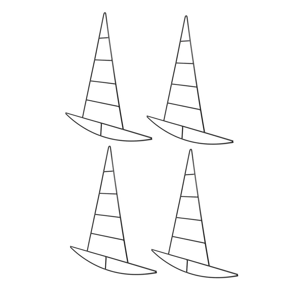 

4Pcs Iron Wire Wreath Frame Witch Hat Style DIY Floral Ring for Christmas Halloween Decoration Metal Wreath Making Rack Craft