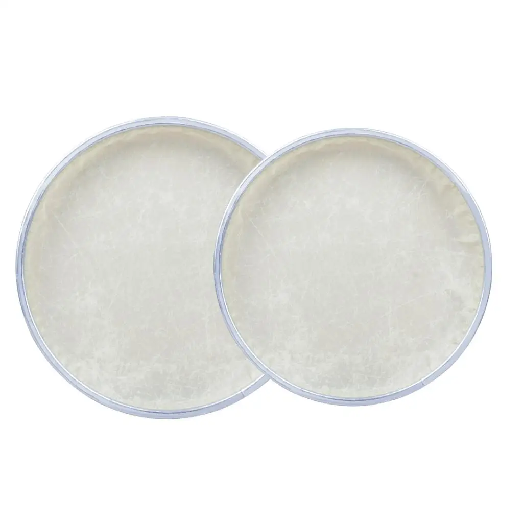 2 Pack of 8 Inch And 10 Inch Beige Drum Head Skin, Synthetic Leather