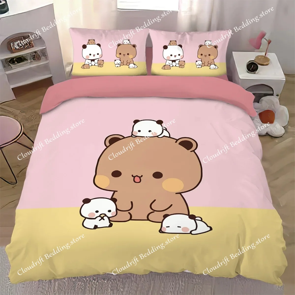 Kawaii Bubu and Dudu Bedding Set Cute Bubu Dudu Duvet Cover Pillowcases SingleDoubleQueenKing