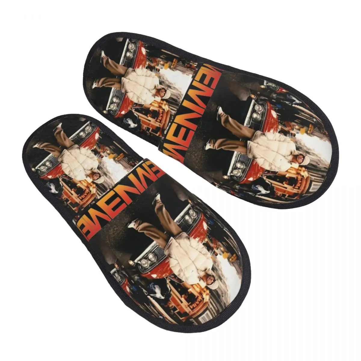 Winter House Slippers Realistic Nature Dark Light Eminem Accessories Household Fur Slides Slippers Bedroom Cozy Non-slip Slides