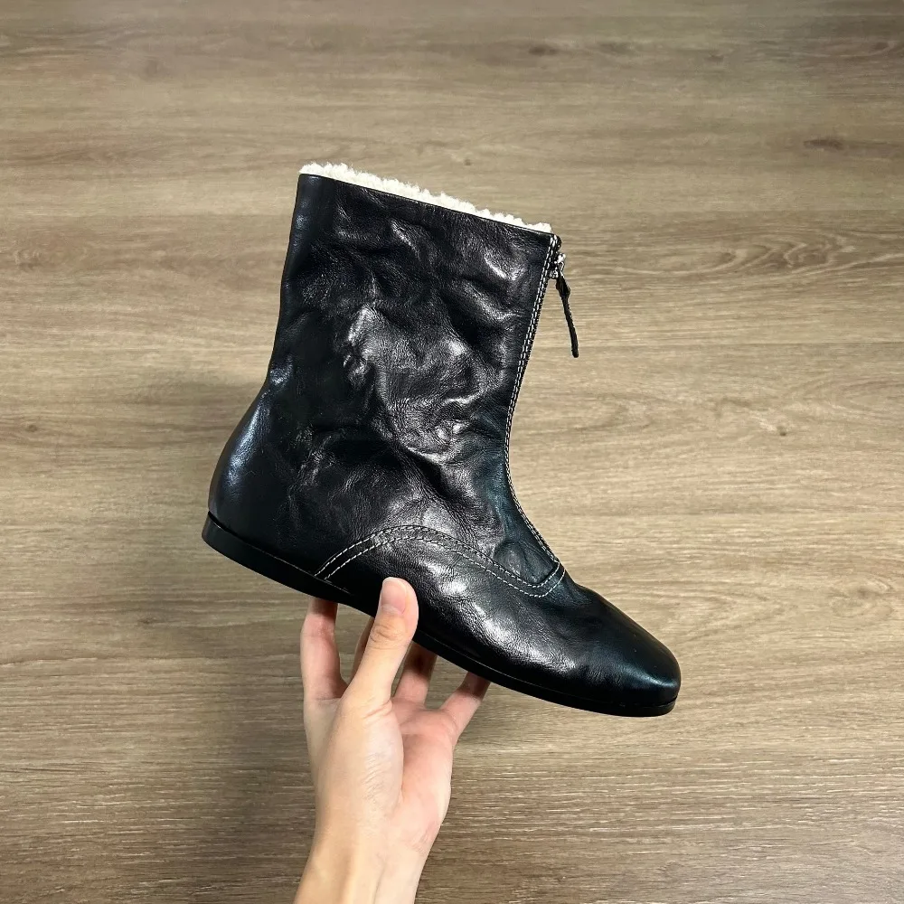 Winter Boots Woman Trend Winter Retro Plush Short Boots Plush Warm Zipper Women's Boots Women's Shoes