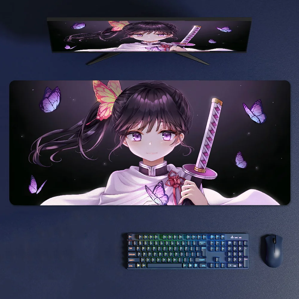 Alfombrilla de ratón K Kanao Tsuyuri Demon Slayer, accesorios para juegos, alfombrilla de teclado XXL, alfombrilla acolchada de puntada