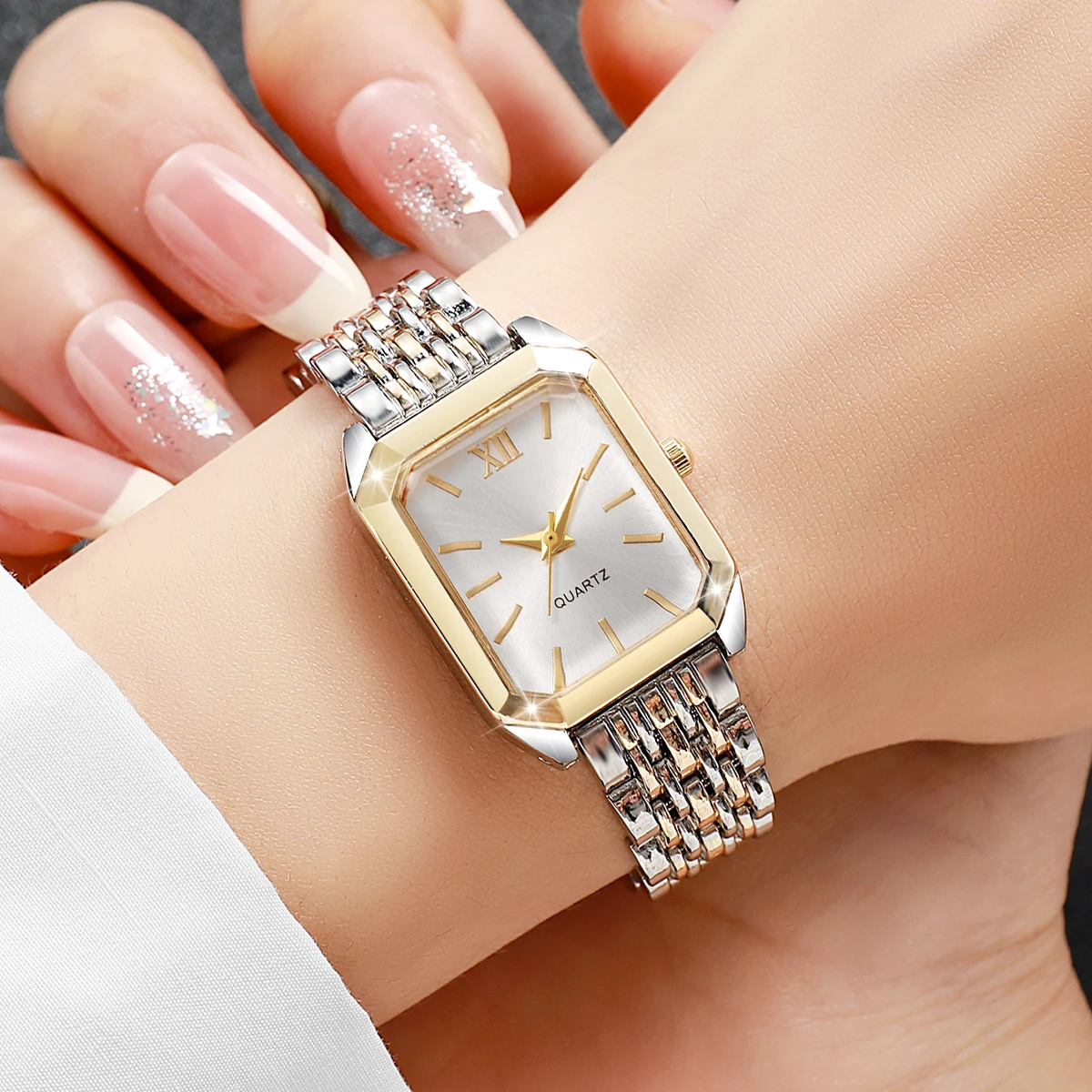Fashion Rectangle Women Quartz Watch Ladies Roma Dial Wristwatch Reloj Mujer Girls Clock Gift (Without Box)
