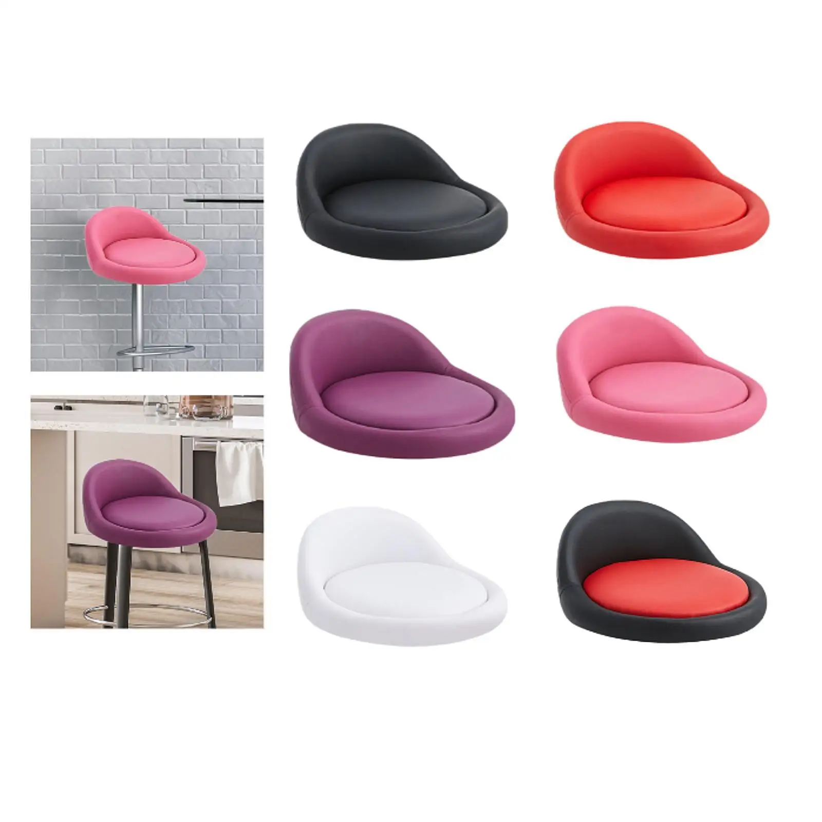 

PU Leather Padded Round Stool Seat Replacement Comfortable Cushion with Backrest for Bar Restaurant
