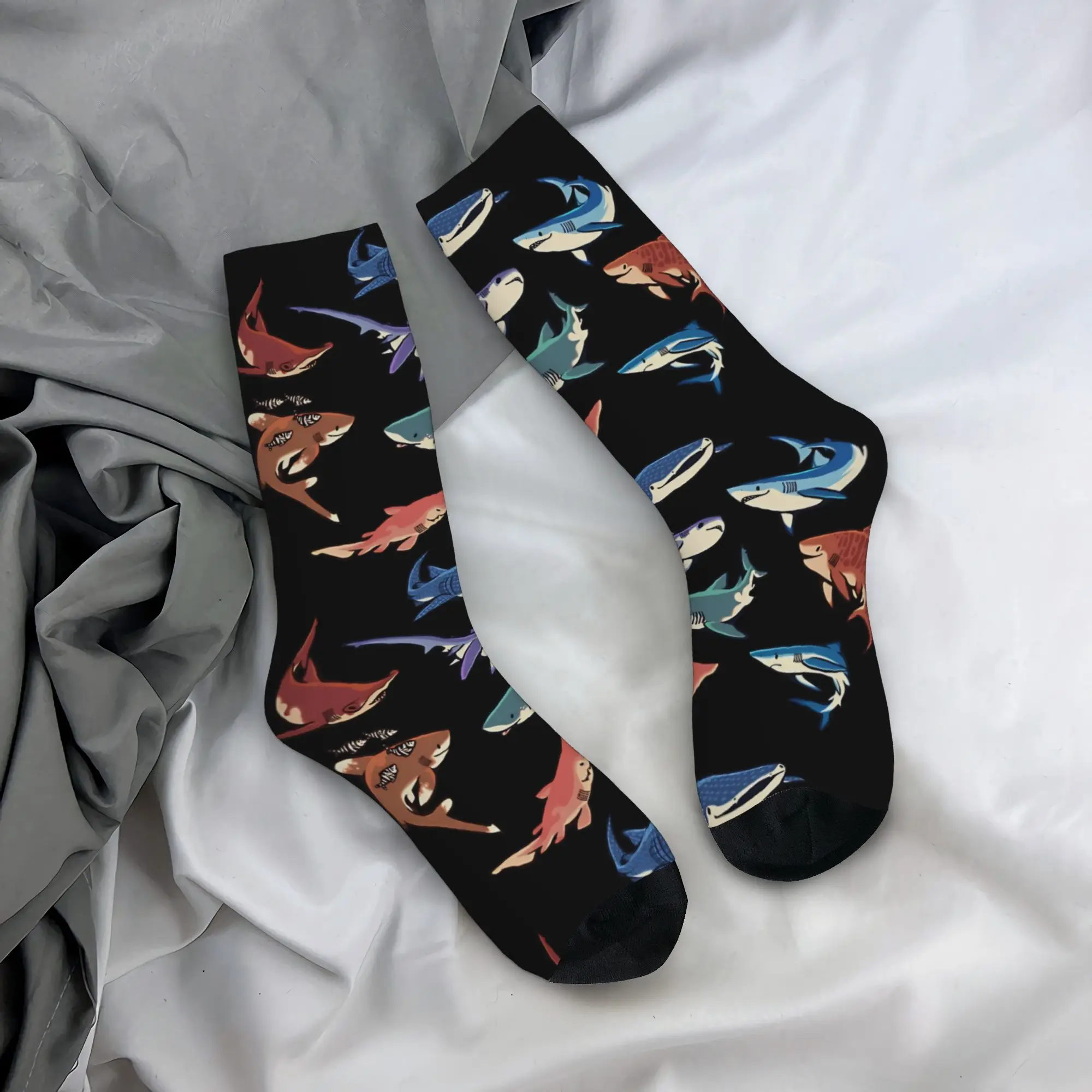 Sharks in the light blue  Accessories Men Women Socks Breathable  High Quality Middle Tube Socks Cute Birthday Present