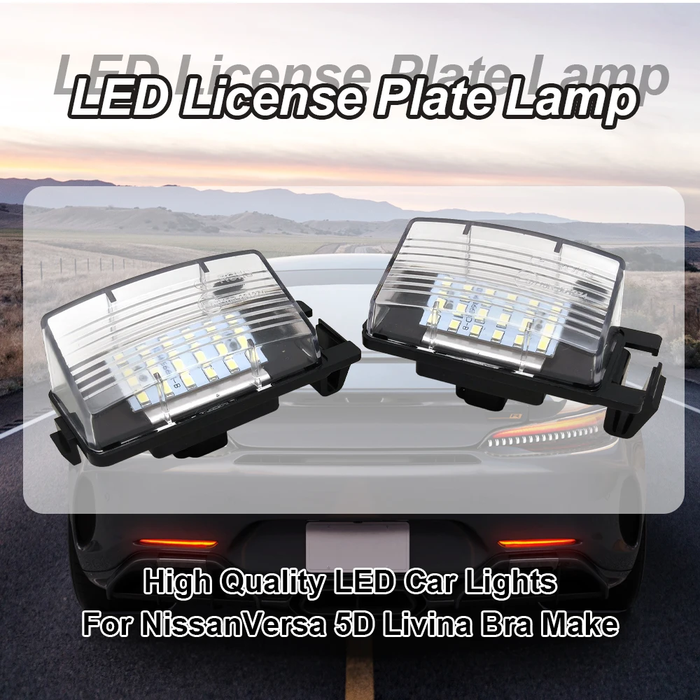 2PCS Canbus No Error LED Number License Plate Light for Nissan Versa 5D 06 Versa 4D 06 Livina Bra Make 09 Livina Geniss06-08