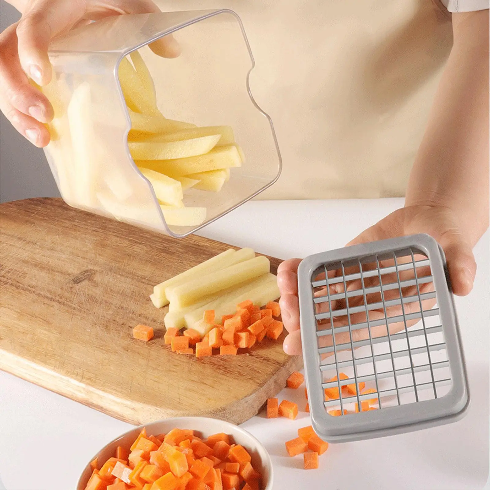 

Food Chopper With Container 4-in-1 Manual Multifunctional Kitchen Utensils Chopper Vegetable Cutter For Ginger Onion Carrot