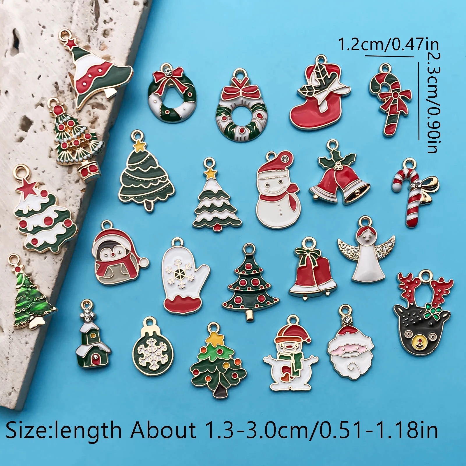 Randomly Mix 20/40/100Pcs Enamel Christmas Charms Snowman Santa Tree Penguin Reindeer Pendant For DIY Jewelry Making Accessories