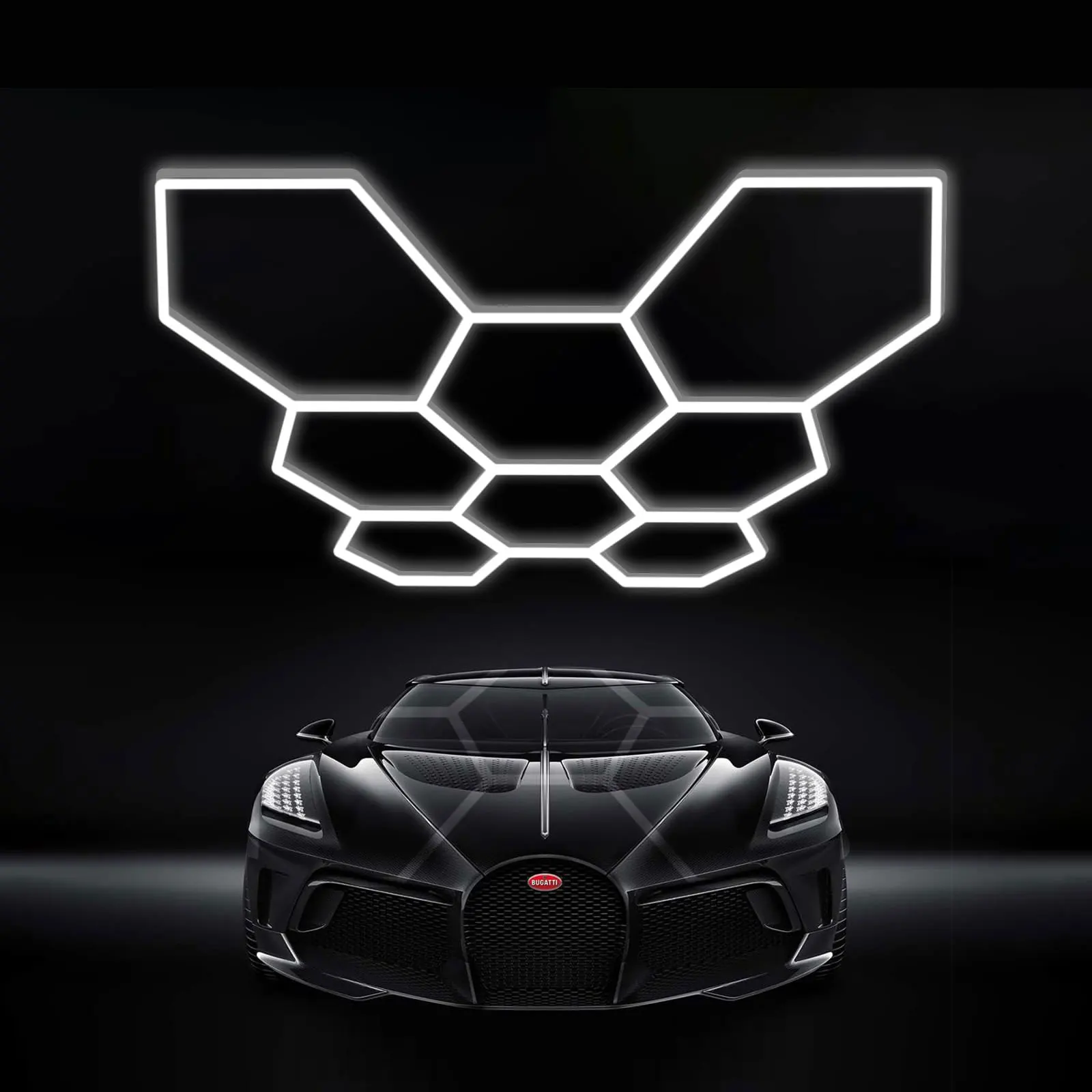 Lumière de garage LED hexagonale: paquet de 35, plus grande taille mis à jour, 30720LM 256W 6500K, plafonnier de magasin LED de détail de voiture super lumineux pour