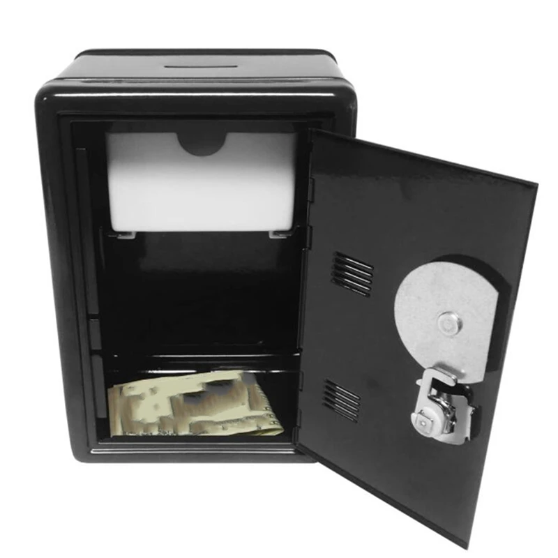 N75R-2X Safe Box Organizer Iron Desk Decorative Box Piggy Bank Metal Mini Cabinet Money Storage Box Storage Box Black