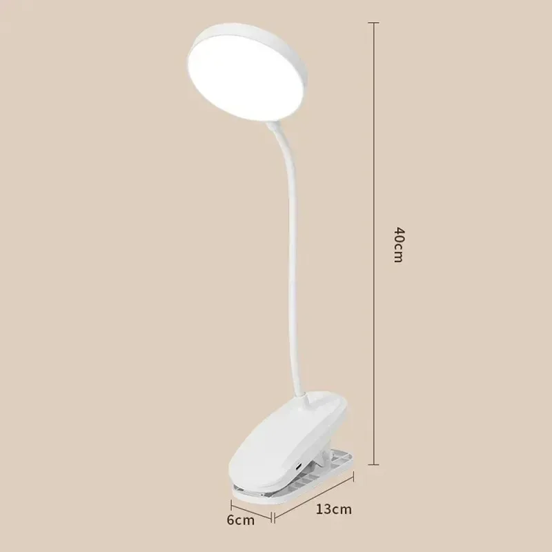 Lámpara de Mesa LED Recargable por USB, Lámpara de Noche con Abrazadera Plegable, Lámpara de Lectura con Soporte de Estudio, Táctil, 3 Modos de Atenuación, Luz de Protección Ocular