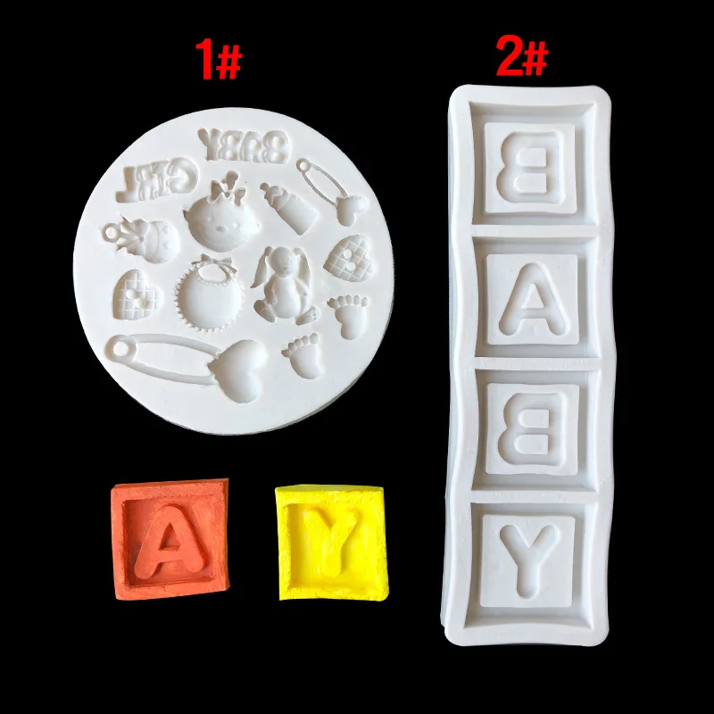 Baby Letter Silicone Mold Fondant Baking Chocolate Tools Epoxy Aromatherapy Plaster Mould Resin Brickearth Decoration 17-95