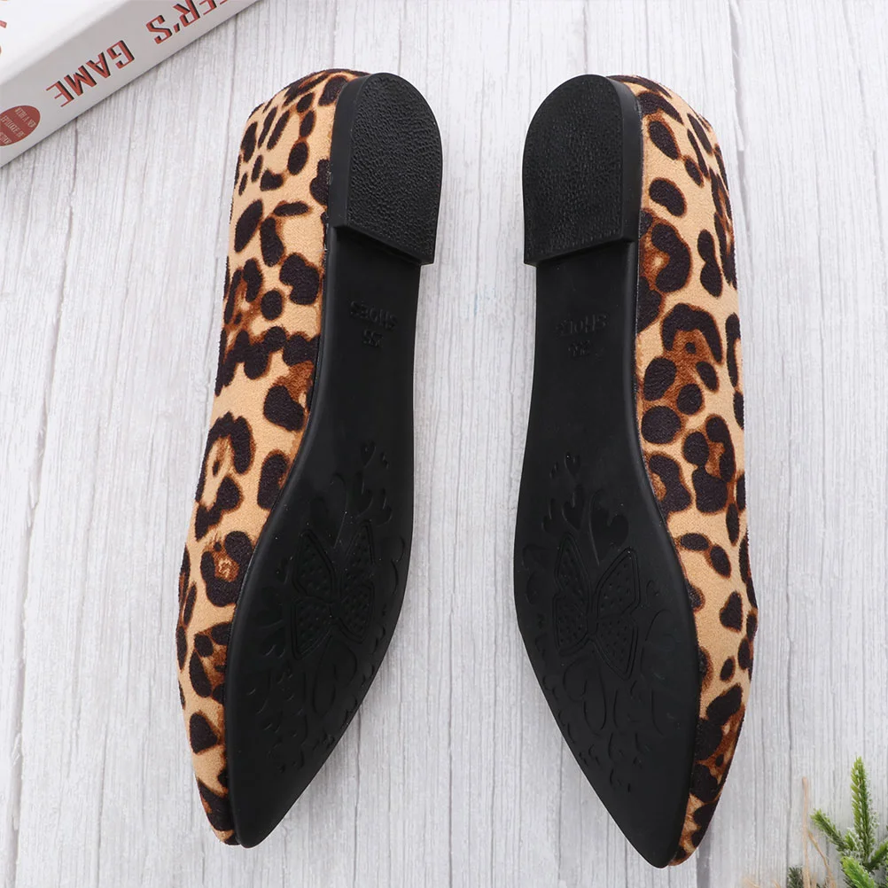 

Pointy Leopard Print Shoes Bride White Sneakers for Women High Heel Boots Lady Flat-heeled