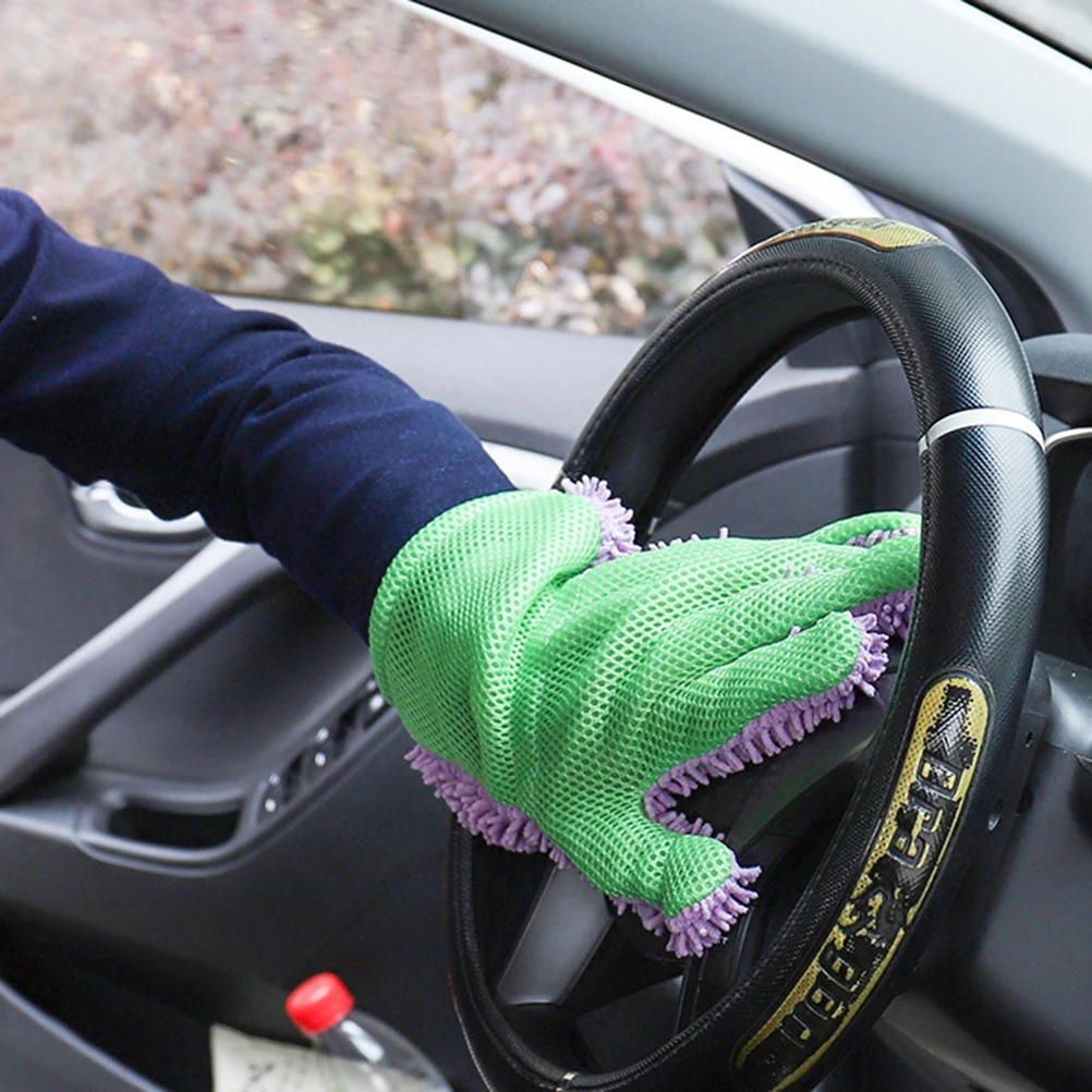 

Double Sided Thickened Microfiber Car Wash Gloves Five Finger Design Elastic Wrist Strong Detergency Wear Resistant Water