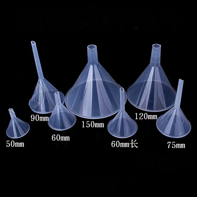 50mm 60mm 75mm 90mm 120mm 150mm krótki trzonek długa łodyga plastikowy lejek do nauczania w laboratorium kuchennym